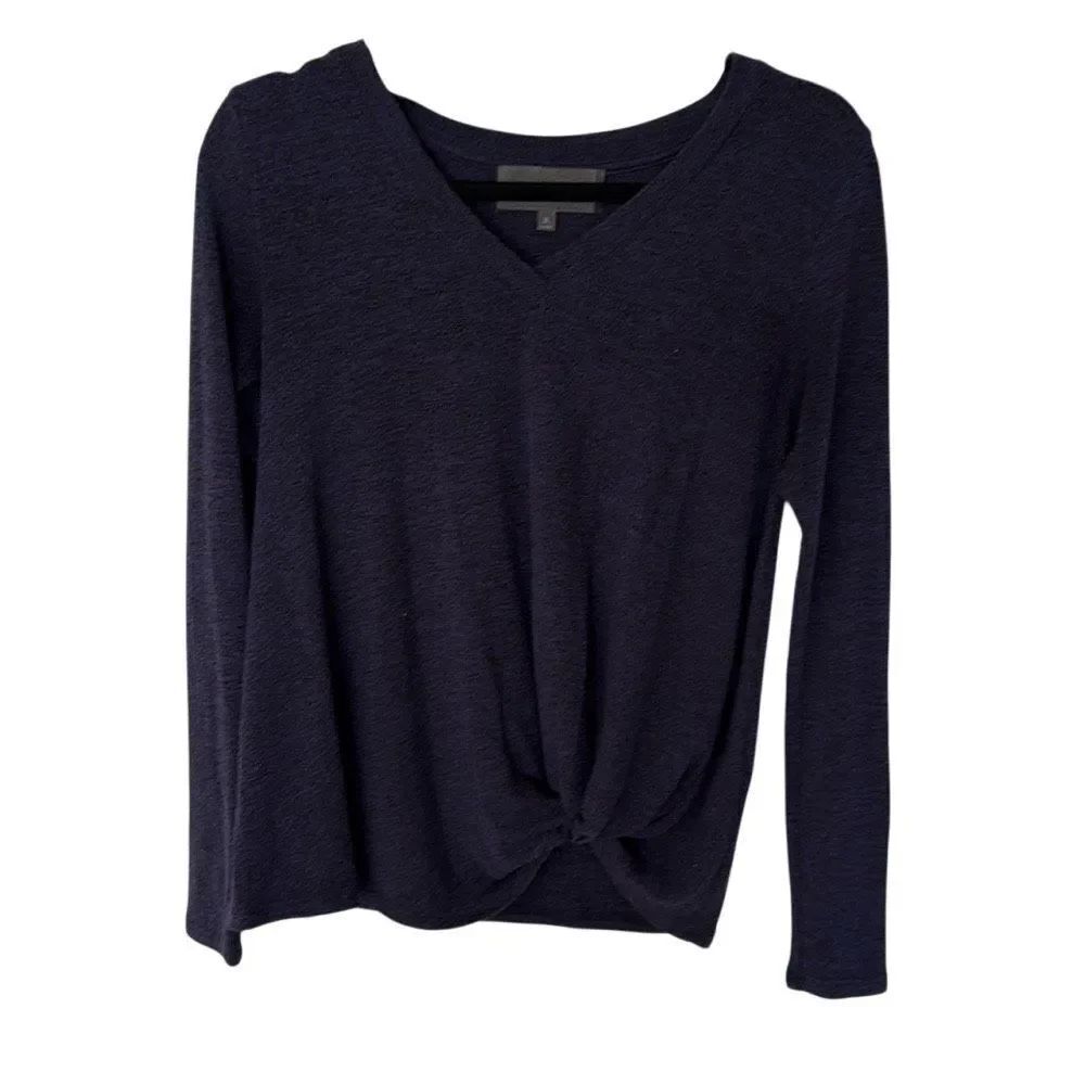 Anthropologie Sunday in BrooklynโHeathered Navy Twist Knot Long Sleeve Top XS